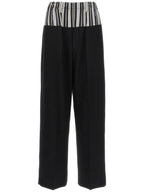 Fendi Wool Layered Wide Pants Black
