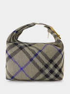 Burberry Peg Duffel Check Medium Tote Bag Lichen