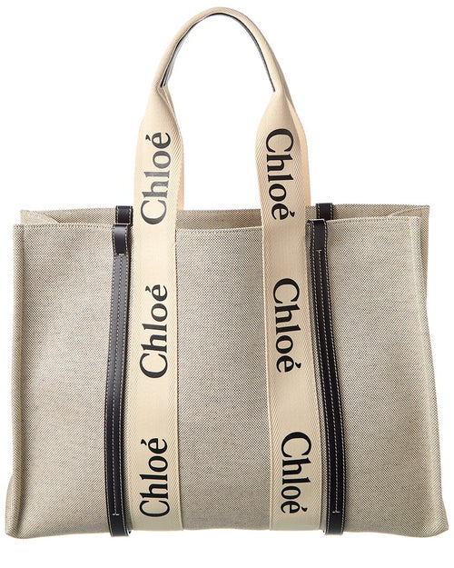 Chloe Woody Large Canvas & Leather Tote
