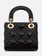 Lady Cannage Small Lambskin Tote Bag Black Dior