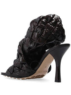 Bottega Veneta BV Board Leather Sandals Heel Black