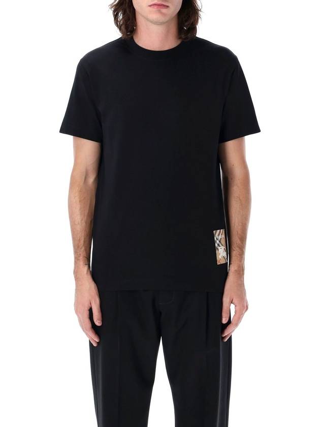 Burberry Check Label Cotton Short Sleeve T-Shirt Black
