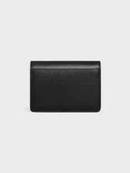 CELINE Triomphe Shiny Calfskin Flap Card Wallet Silver Black