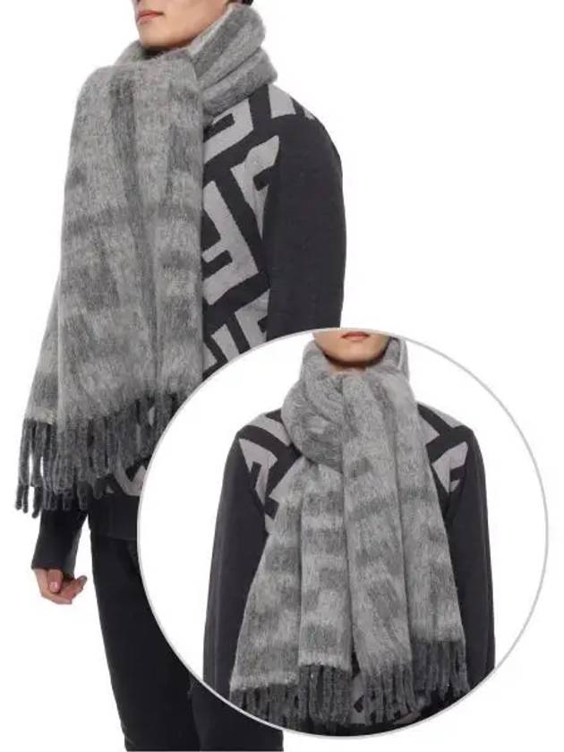 Fendi All-Over FF Motif Print Wool Scarf Grey