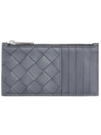 Bottega Veneta Intrecciato Zipper Card Wallet Thunder