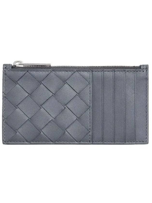 Bottega Veneta Intrecciato Zipper Card Wallet Thunder