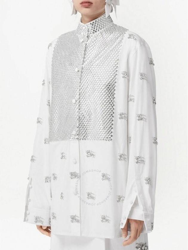 Burberry Burberry Ekd Crystal-Embellished Shirt In White, Brand Size 2 (US Size 0)