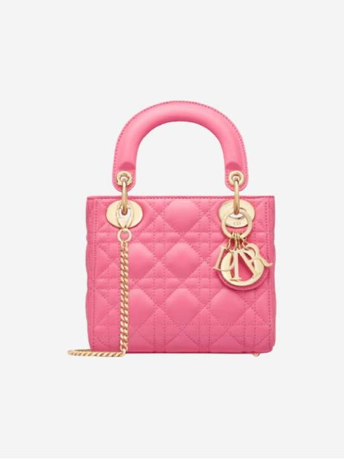 Lady Cannage Small Lambskin Tote Bag Pink Dior