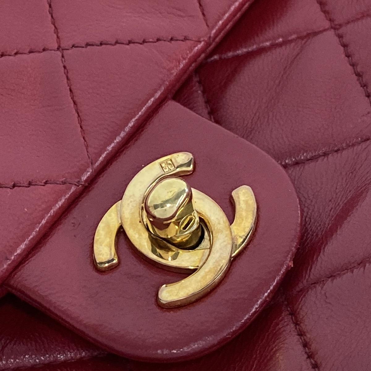 CHANEL - Single Flap Matelasse Red Lambskin Shoulder Bag