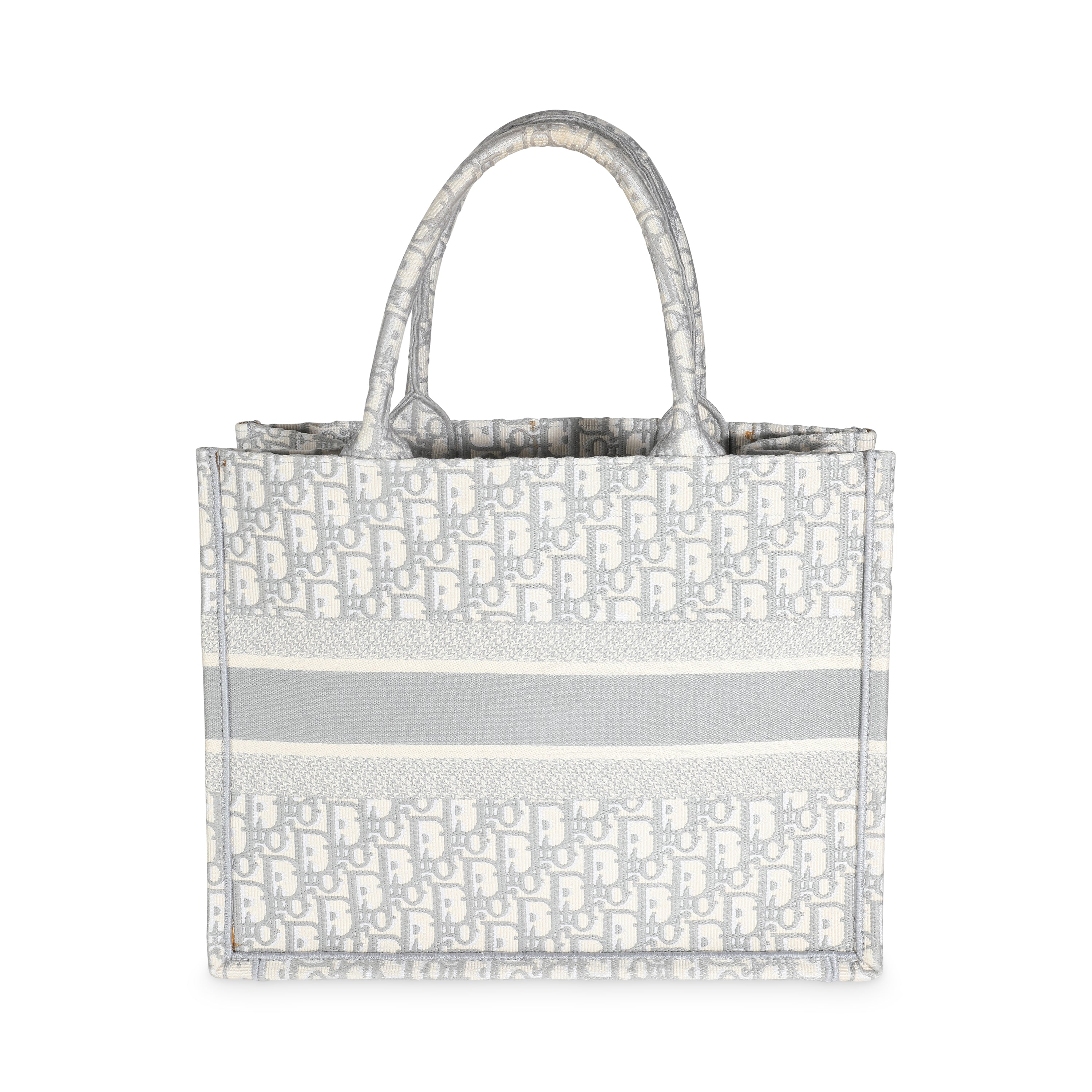 Christian Dior Grey Ecru Oblique Canvas Medium Book Tote
