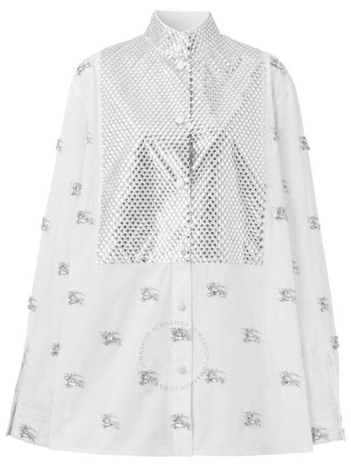 Burberry Burberry Ekd Crystal-Embellished Shirt In White, Brand Size 2 (US Size 0)