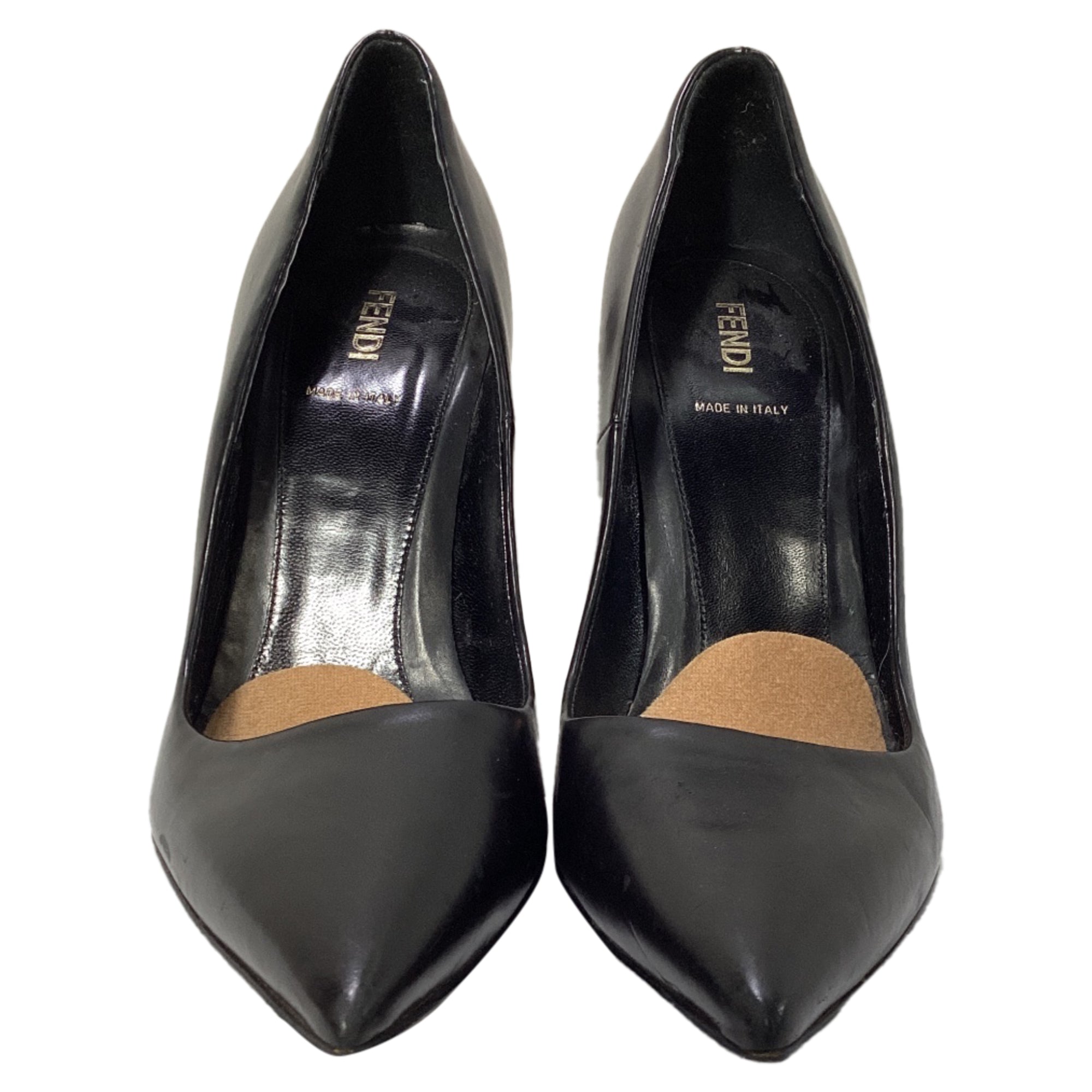 Fendi Pointed-Toe High Heel Pumps in Black Leather