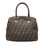Fendi Zucca Handbag Tote Bag Brown Canvas Leather  Fendi