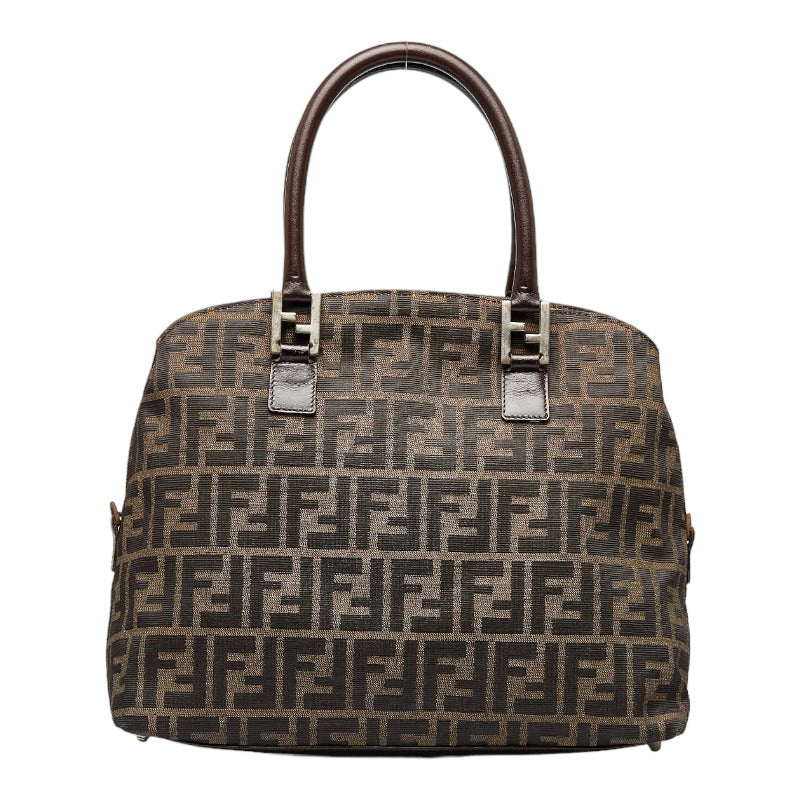 Fendi Zucca Handbag Tote Bag Brown Canvas Leather  Fendi