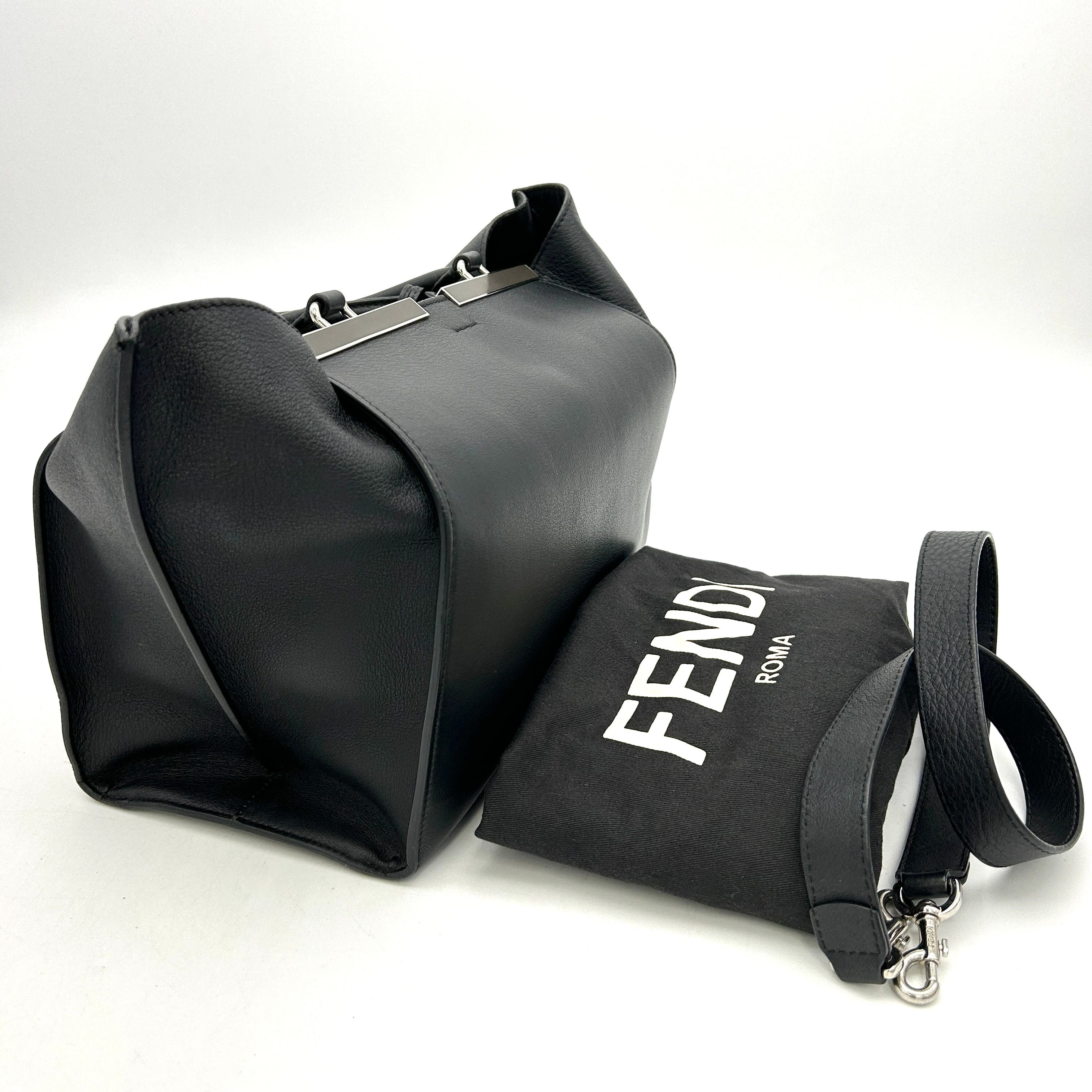 FENDI Vitello Dolce Shiny Nappa Petite 3Jours Tote Black LA14959