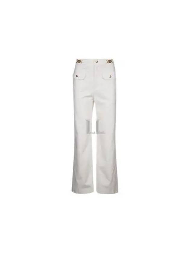 CELINE Gourmettes Cotton Straight Pants White