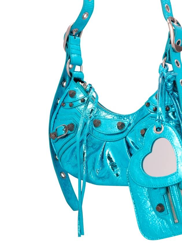 Balenciaga Metallic Le Cagol XS Lambskin Shoulder Bag Blue