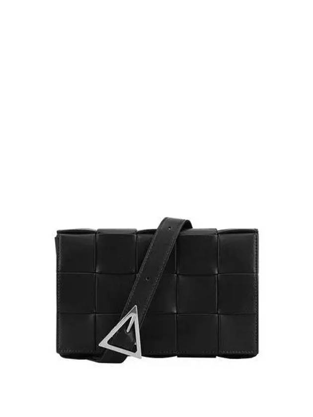Bottega Veneta Urban Leather Crossbody Cassette Black Silver