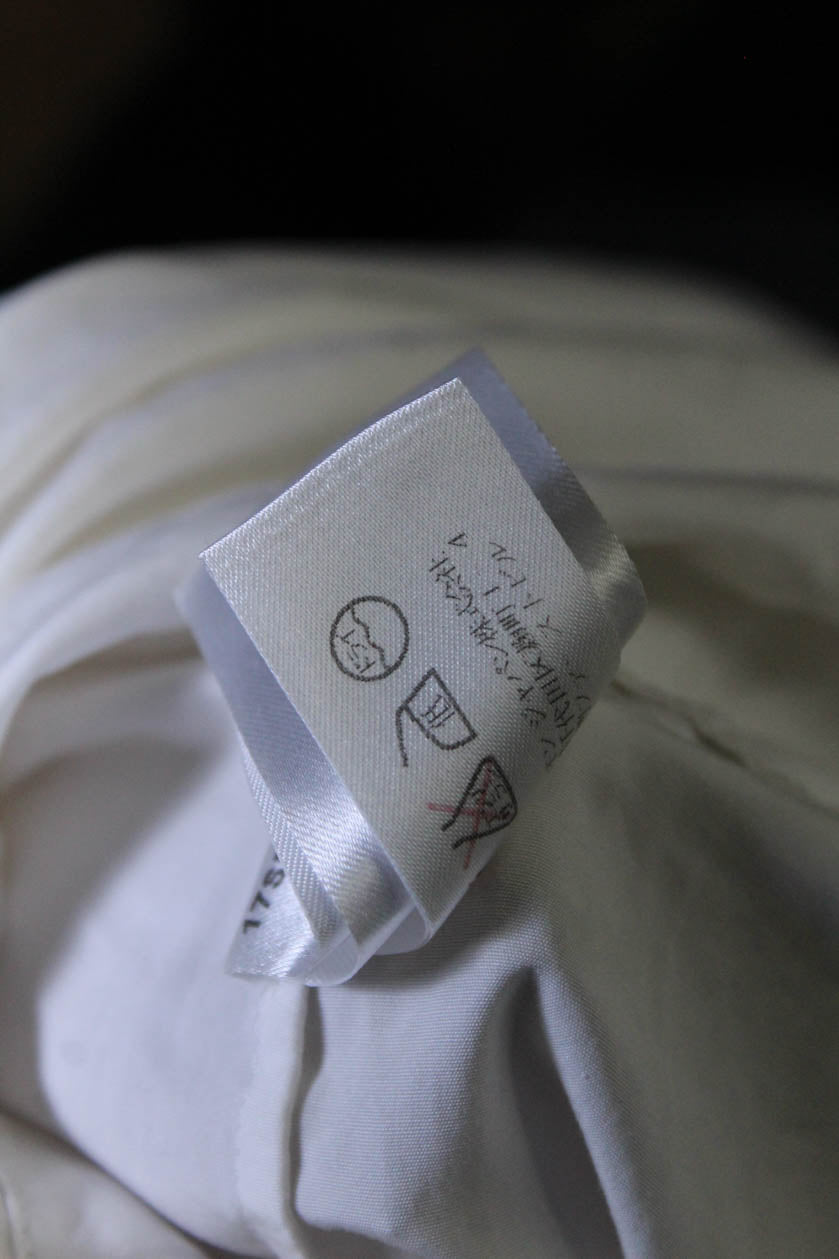 Chloe Womens White Cotton Crew Neck 3/4 Sleeve Fit & Flare Dress