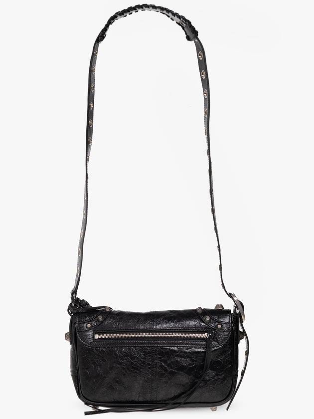 Balenciaga Zipper Stud Arena Lambskin Shoulder Bag Black