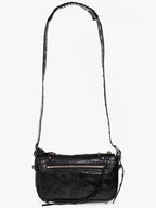 Balenciaga Zipper Stud Arena Lambskin Shoulder Bag Black