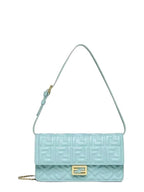 Fendi FF Baguette Nappa Leather Long Wallet Sky Blue