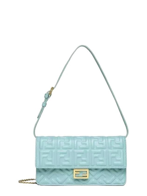 Fendi FF Baguette Nappa Leather Long Wallet Sky Blue