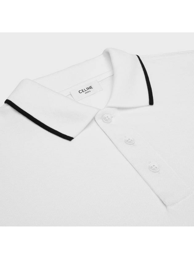 CELINE Classic Cotton Pique Polo Shirt Offwhite Black