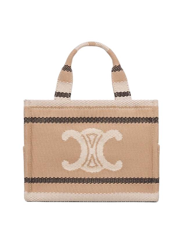 CELINE Small Cabas Thais Stripe Tote Bag Beige