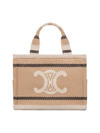 CELINE Small Cabas Thais Stripe Tote Bag Beige