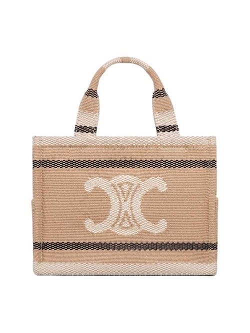 CELINE Small Cabas Thais Stripe Tote Bag Beige