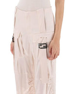 Fendi Women's Viscose Shiny Cargo Straight Pants Beige