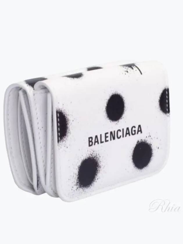 Balenciaga Spray Polka Dot Half Wallet White