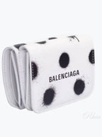 Balenciaga Spray Polka Dot Half Wallet White