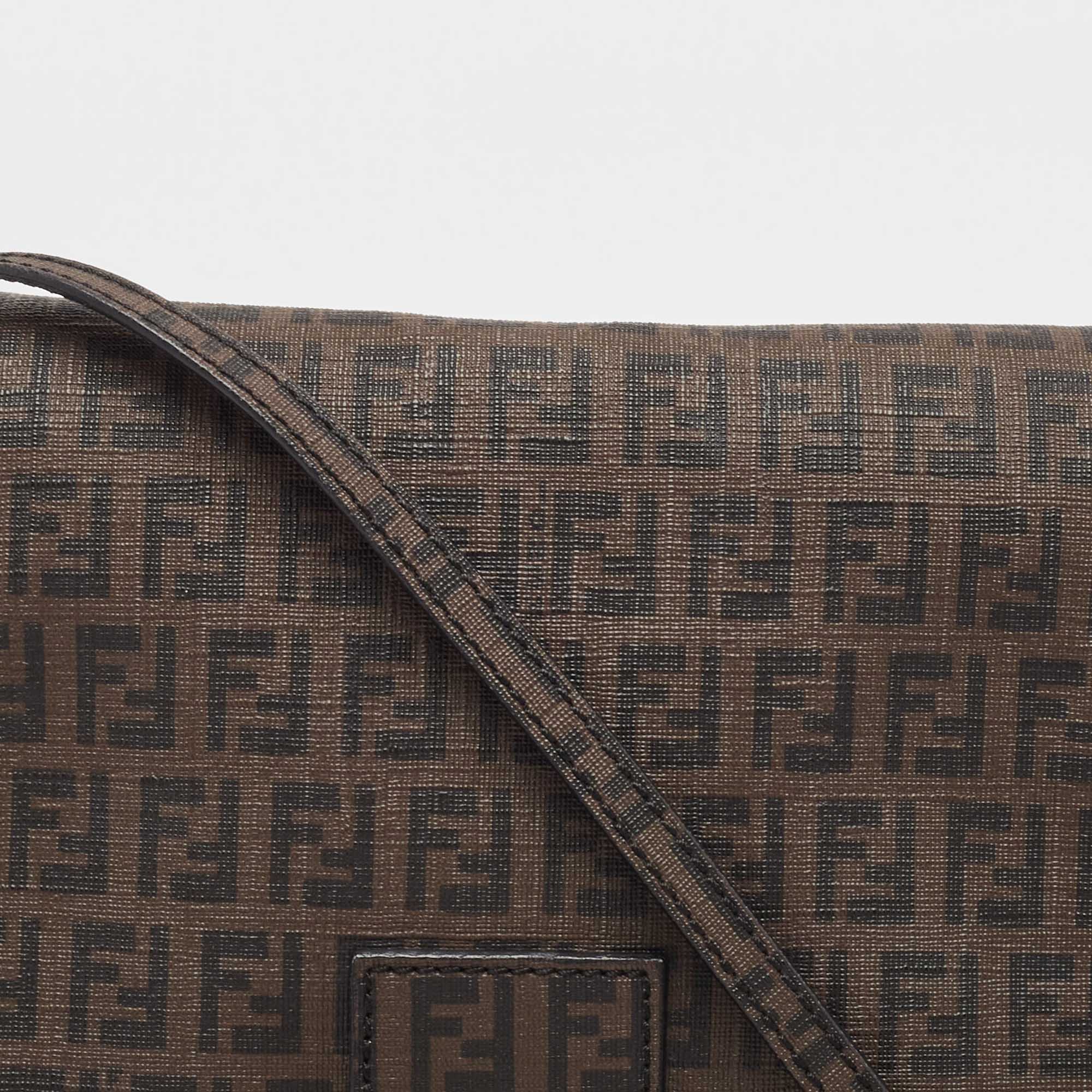 Fendi Zucchino Coated Canvas Flap Messenger Bag