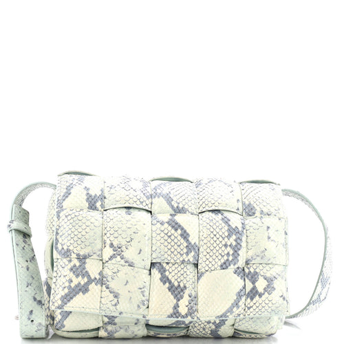 Bottega Veneta Cassette Crossbody Bag Padded Maxi Intrecciato Python Embossed Leather
