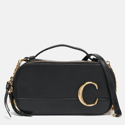 Chloe Black Leather C Vanity Shoulder Bag