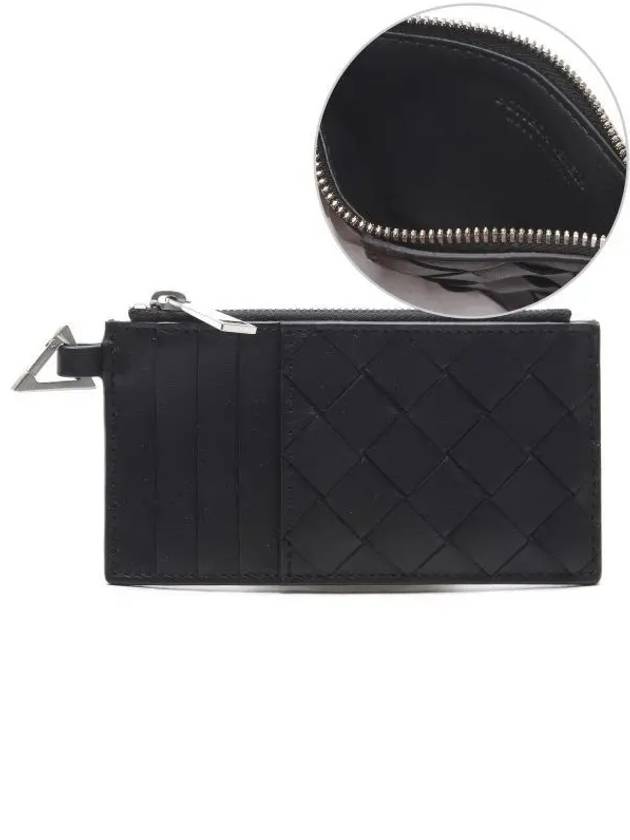 Bottega Veneta Intrecciato Zipper Card Wallet Black