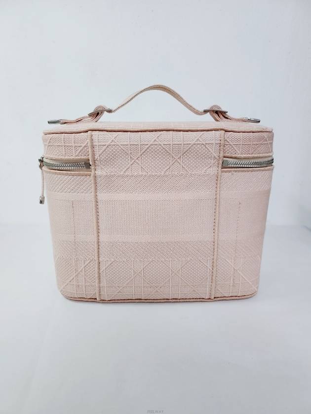 Used luxury goods DHLUX Travel Vanity pink Cannage embroidery tote bag Dior