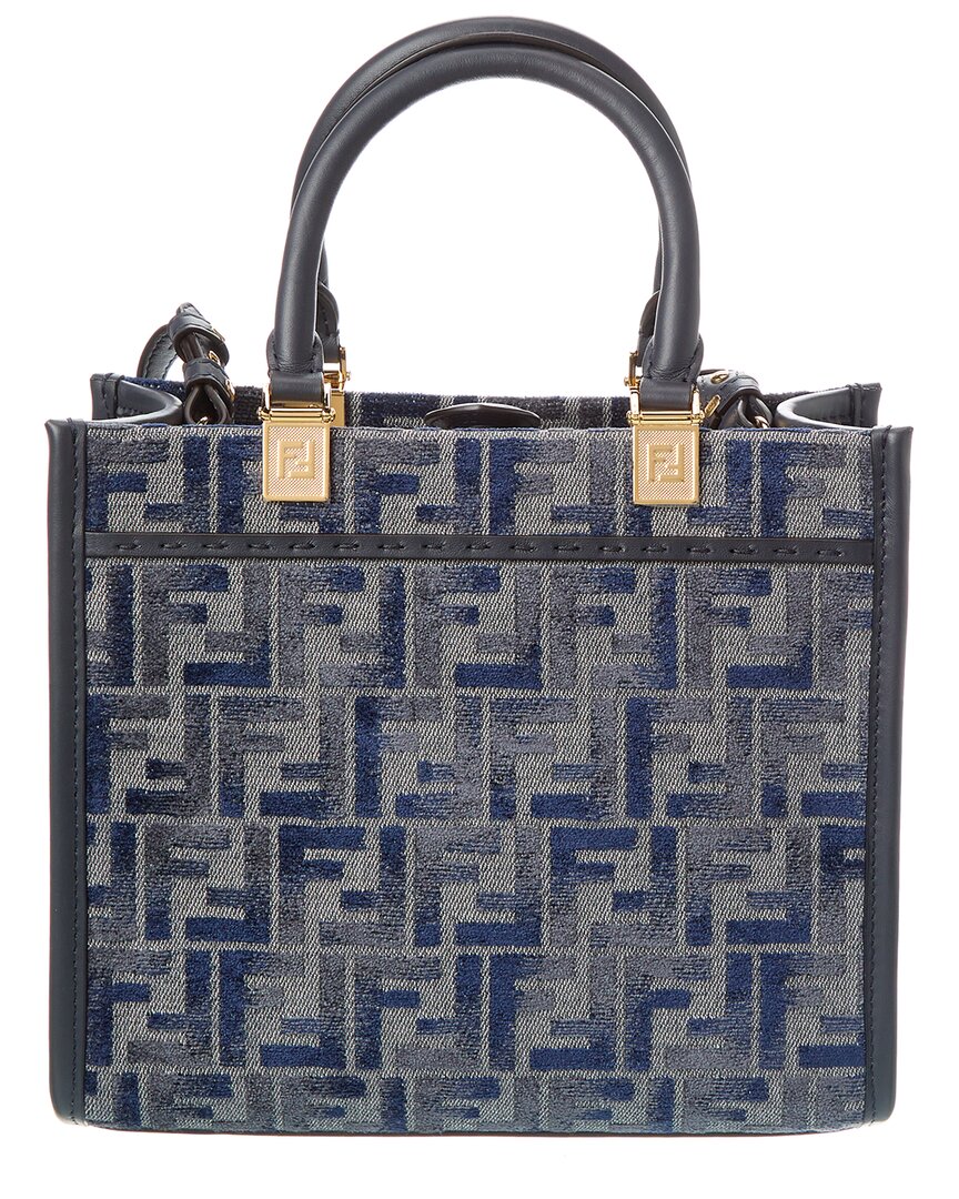 FENDI Sunshine Small FF Chenille & Leather Tote