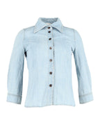 Chloe 3/4 Sleeve Shirt in Light Blue Denim