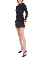 Burberry Women's Embellished Teardrop Beads Short Dress Black
