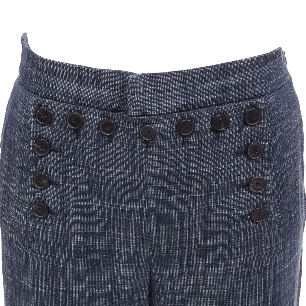 Christian Dior cotton linen blend sailor button wide leg pants