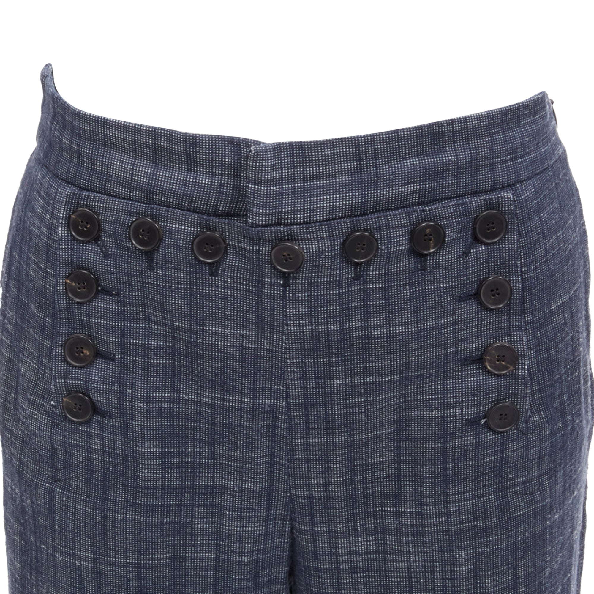Christian Dior cotton linen blend sailor button wide leg pants
