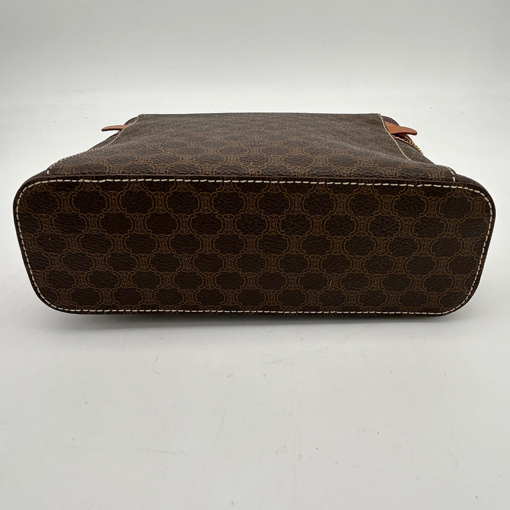 Celine Brown Macadam PVC Leather Handbag