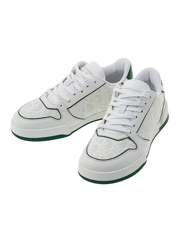 One Oblique Perforated Calfskin Low Top Sneakers White Green Dior