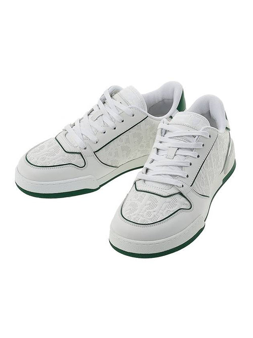 One Oblique Perforated Calfskin Low Top Sneakers White Green Dior
