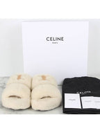 CELINE Logo Shearling Slippers 36 5 235
