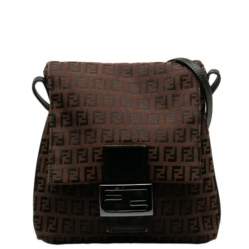 Fendi  Slipper Shoulder Bag 8BT075 Brown Black Canvas Leather  Fendi