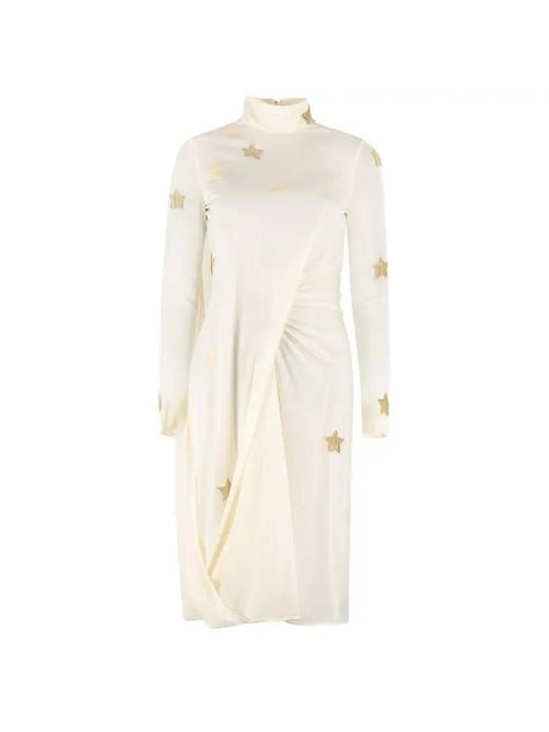 Burberry Star Patch High Neck Midi Dress Ivory